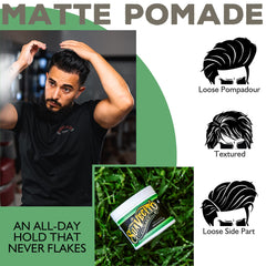 Suavecito matte pomade in hands being applied for effortless styling control