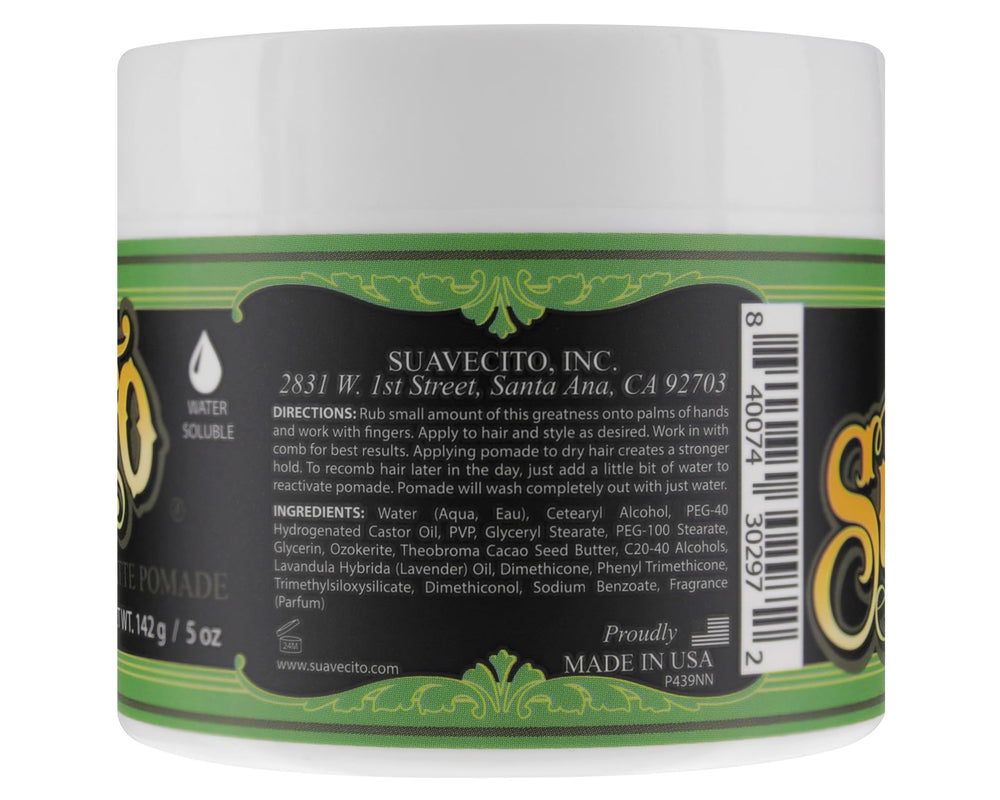 Suavecito matte pomade creamy texture closeup demonstrating easy spreadability