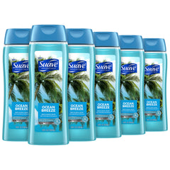 suave+ front packaging showing Ocean Breeze bottle and benefits