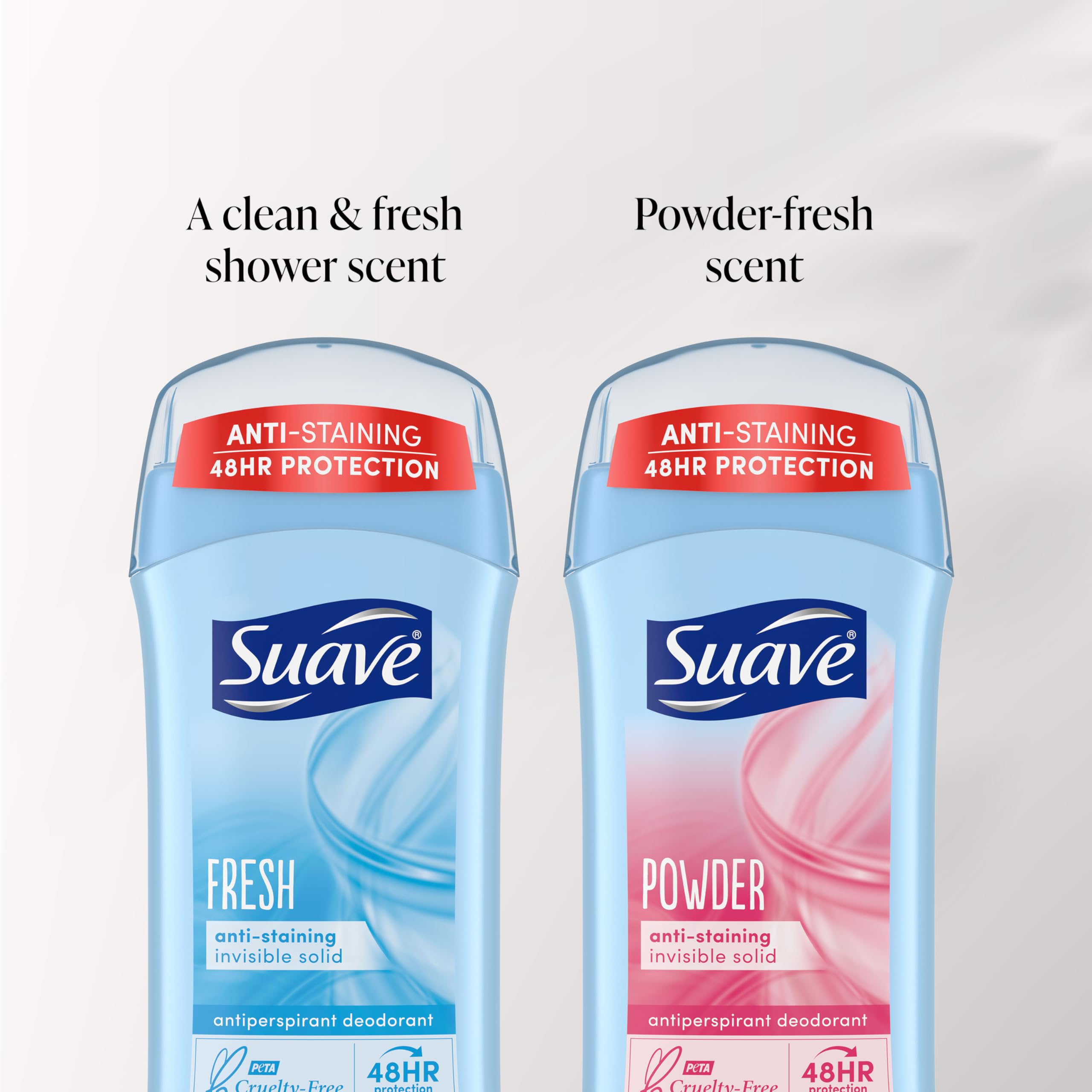 suave+ open cap and top label showing product details for easy identification