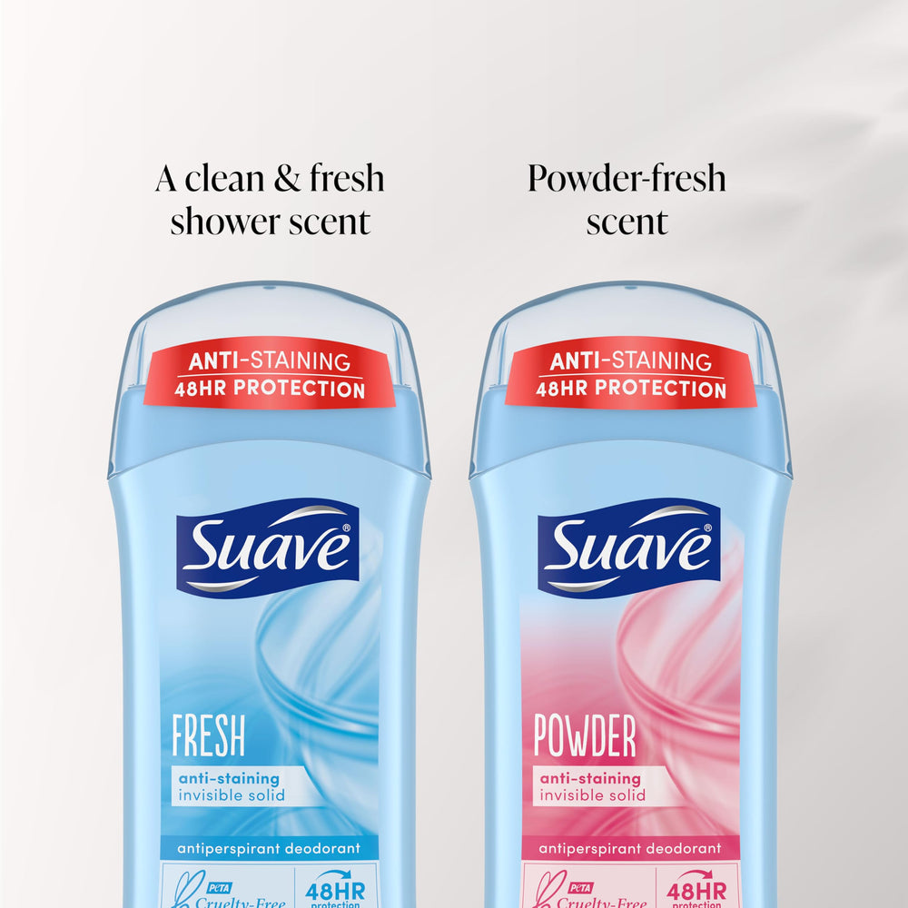 suave+ open cap and top label showing product details for easy identification