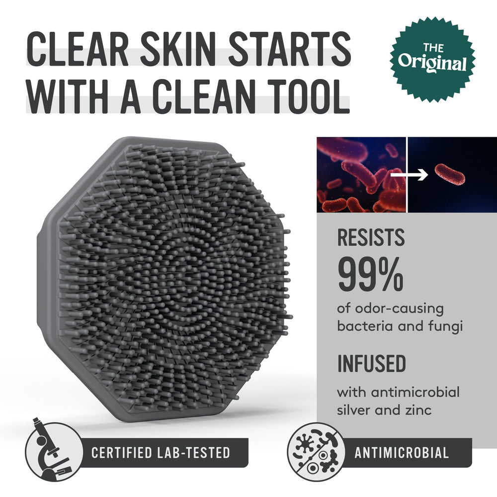 Sud Scrub close-up of soft silicone bristles highlighting gentle exfoliation benefit