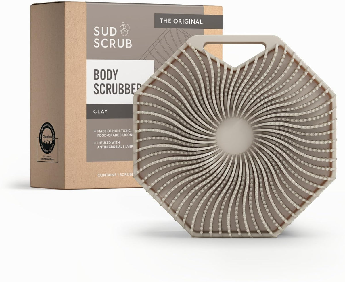 Sud Scrub front view showing clay color and compact design, durable daily use