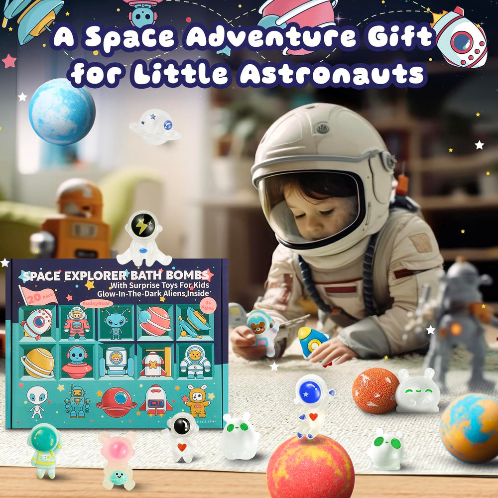 SudsyRoar assortment of space toys revealed from bath bombs for collecting