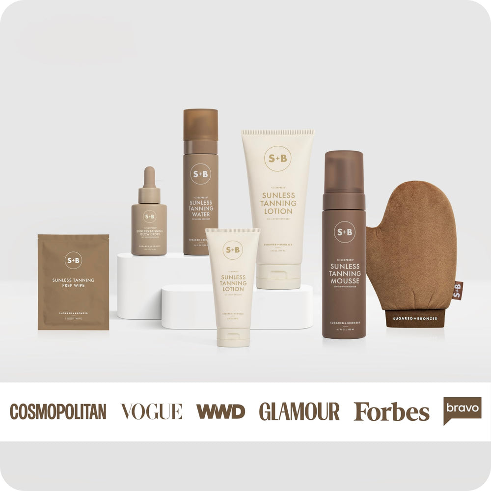SUGARED + BRONZED botanical ingredients shown, hydrating extracts for comfortable wear