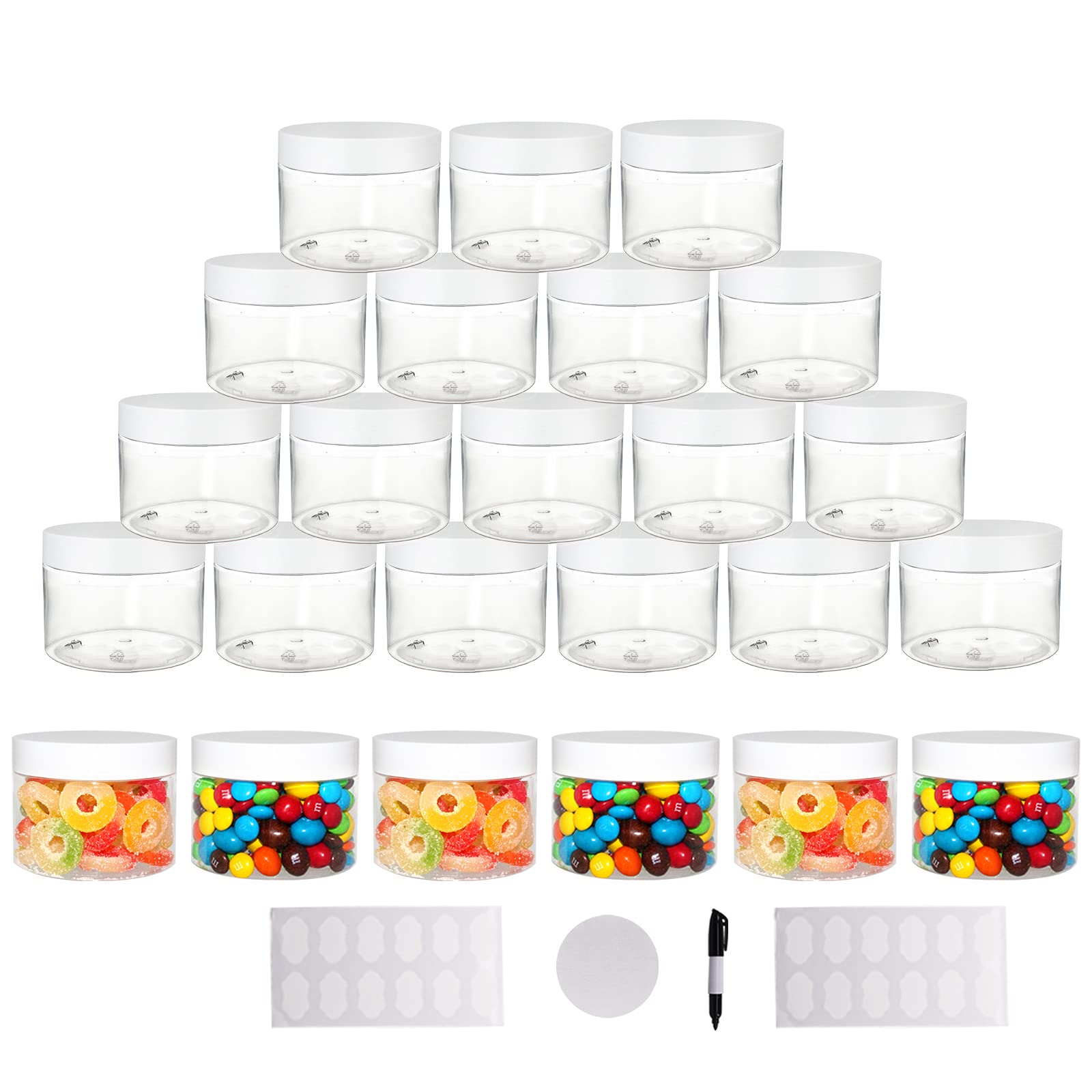 suituts front pack showing 24 clear jars and lids, easy inventory