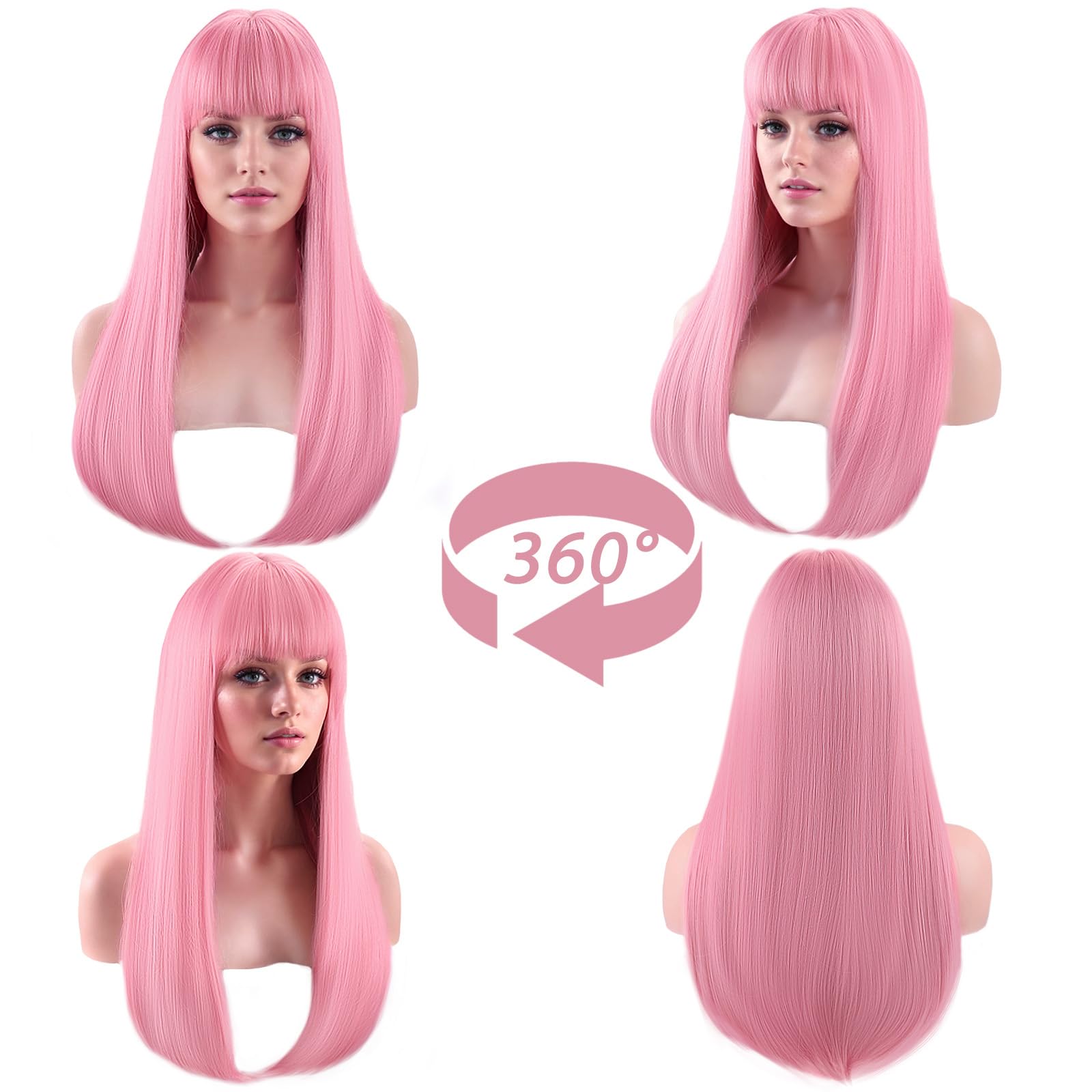 SUKRI pink wig worn in cosplay setting showing vibrant color and instant style