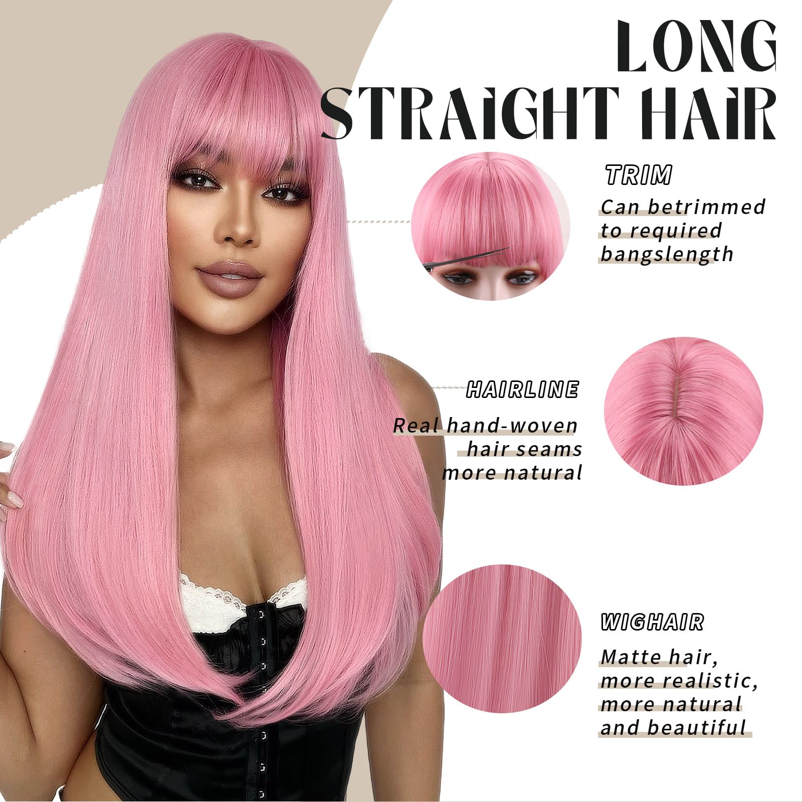 SUKRI pink wig packaged with brand label indicating care and quality