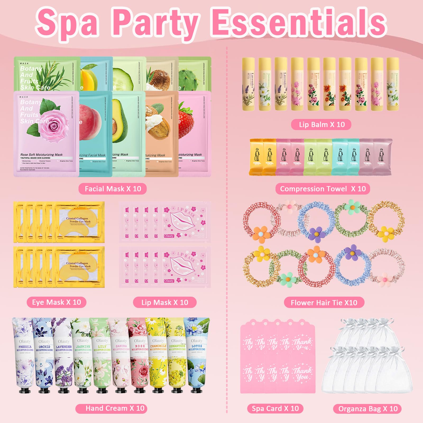 Sulily individual chiffon gift bags filled with mini spa sets for guests