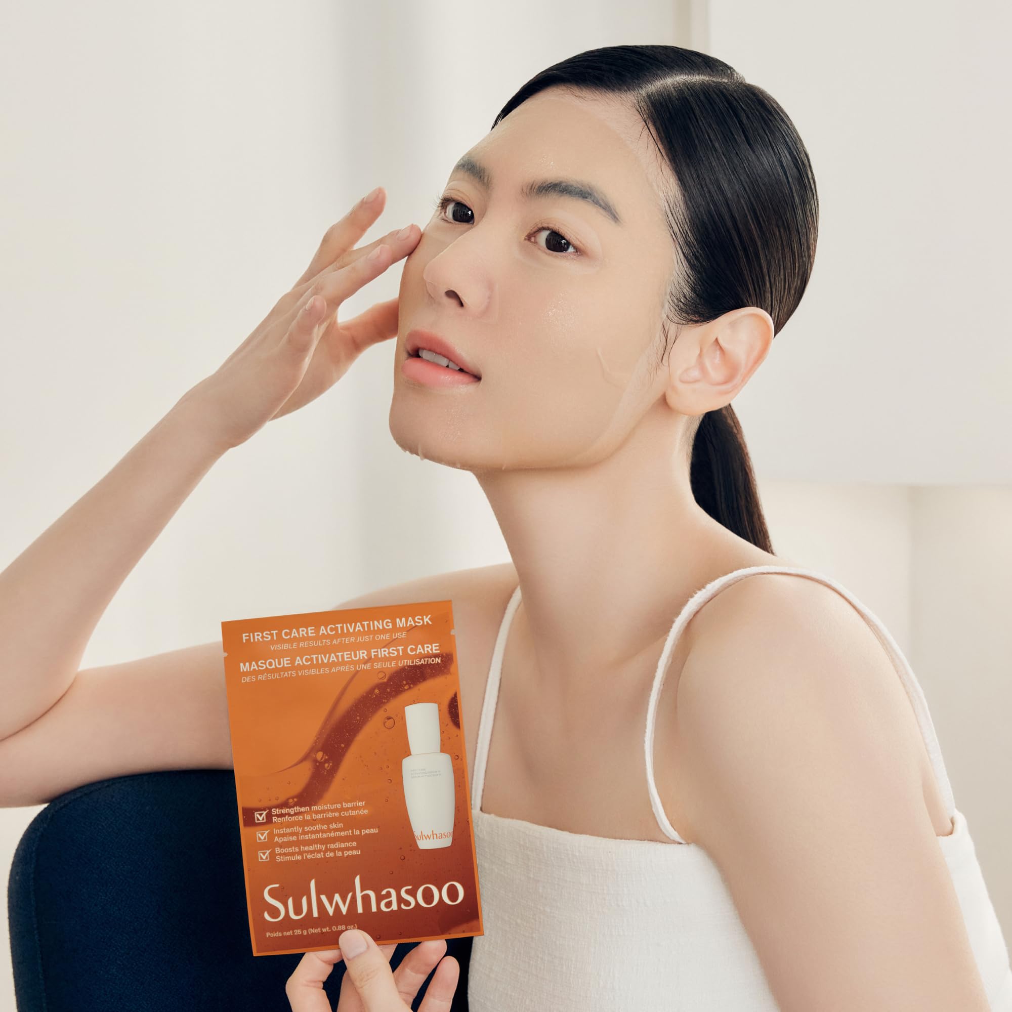 Sulwhasoo lifestyle shot in bathroom showing relaxing skincare ritual