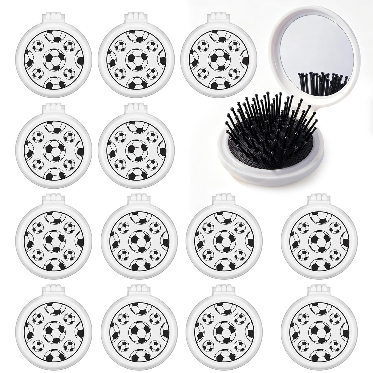 SUMAJU front view of soccer-patterned 14-piece brush pack, convenient team gifting