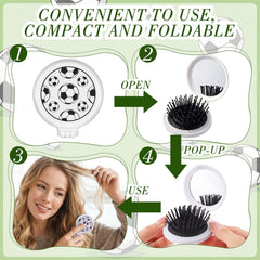 SUMAJU open brush revealing mirror and comb, enables quick game-day styling
