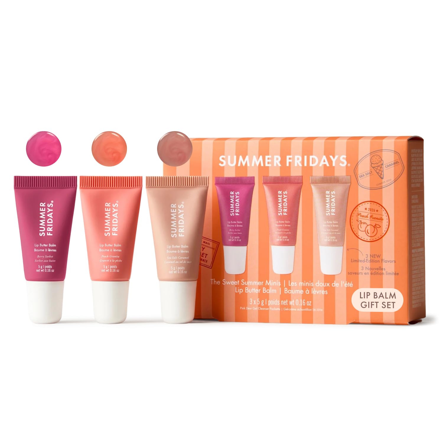 Summer Fridays front packaging showing trio and seasonal design for gifting