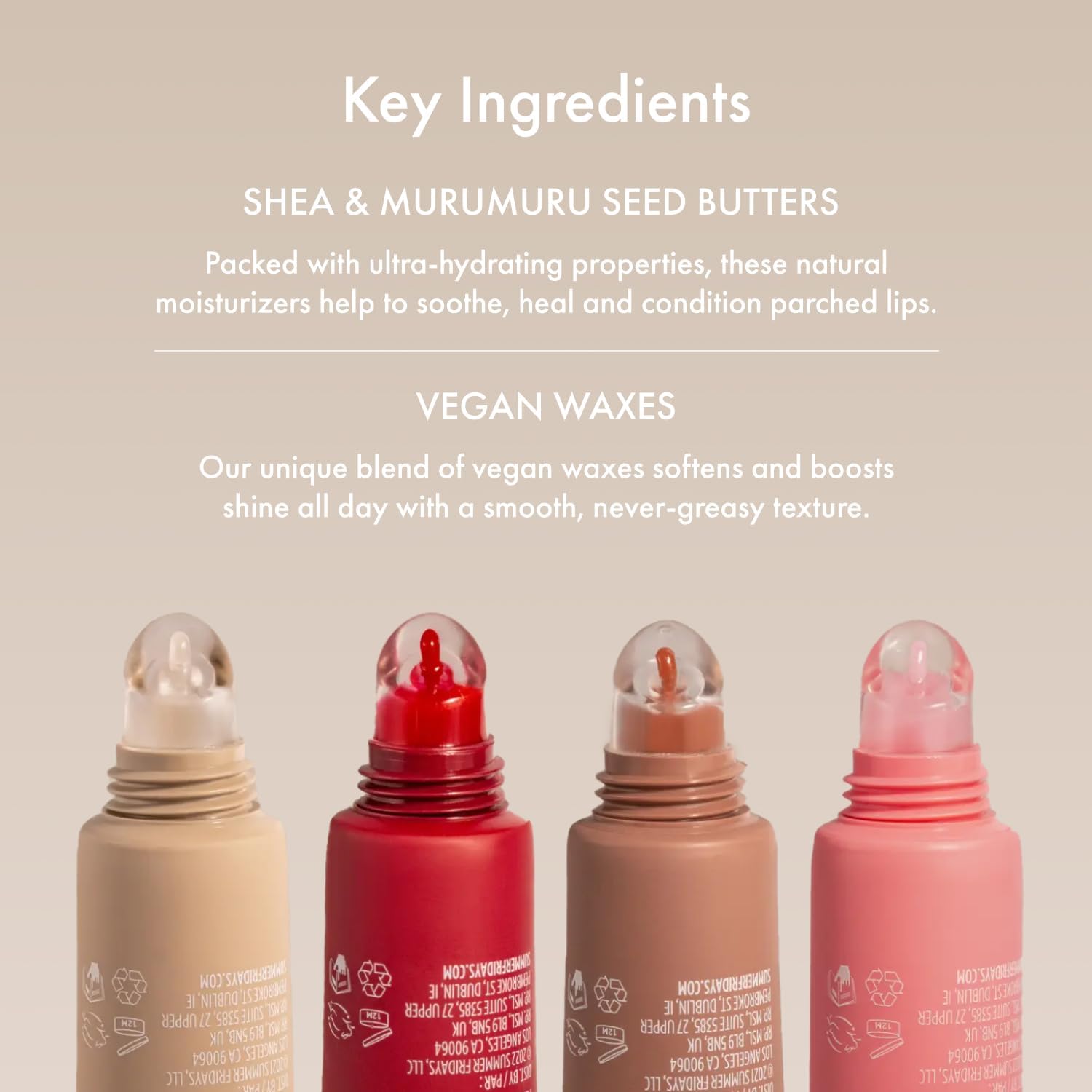 Summer Fridays lip swipe on model showing subtle tint and immediate shine benefit