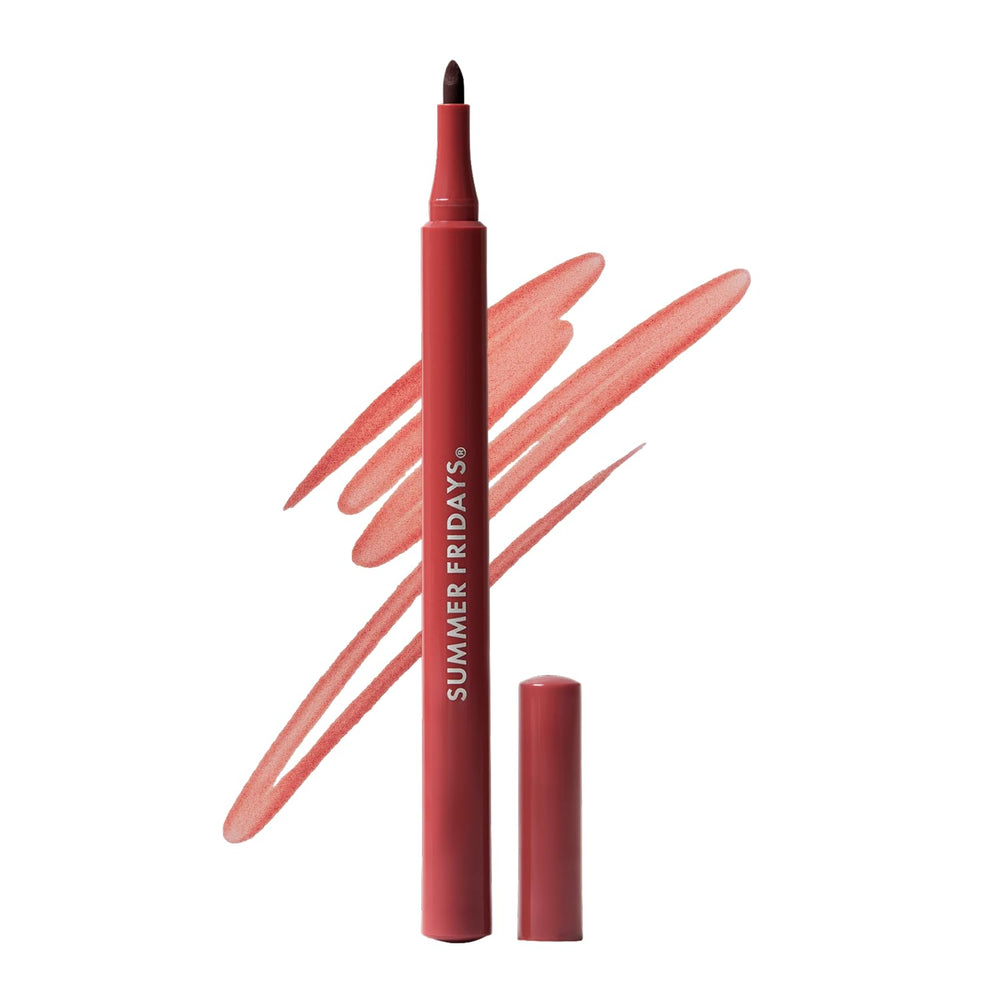 Summer Fridays lip stain front view showing maple shade and sleek packaging benefit: clarity