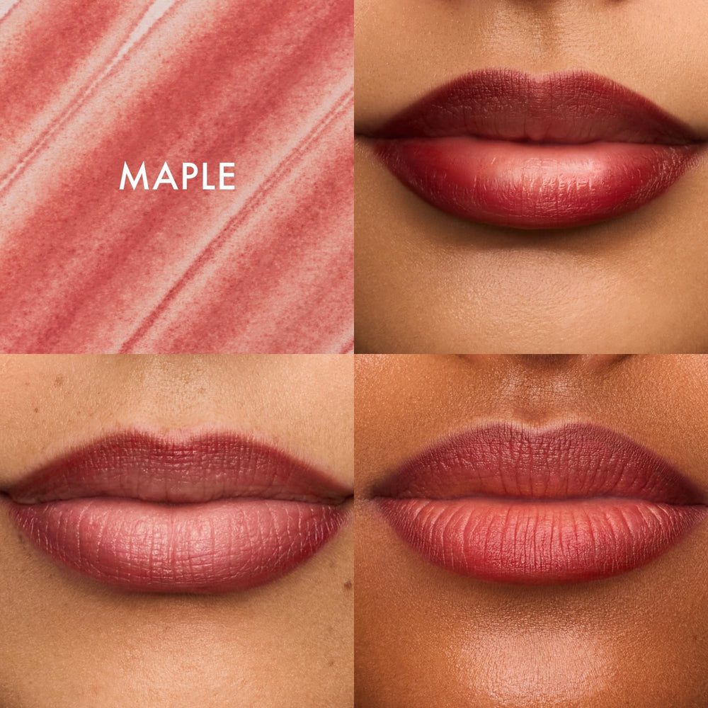 Summer Fridays lip stain texture closeup highlighting creamy pigment benefit: smooth application