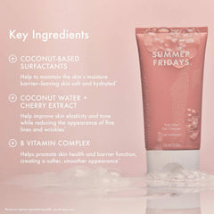 Summer Fridays pumped foam on hand demonstrating lightweight lather and gentle cleanse