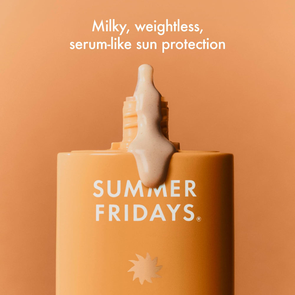 Summer Fridays tube with open cap dispensing drop highlighting precise application benefit