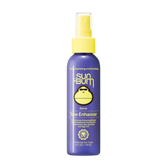 Sun Bum front bottle image showing tone-enhancing spray and easy application benefit