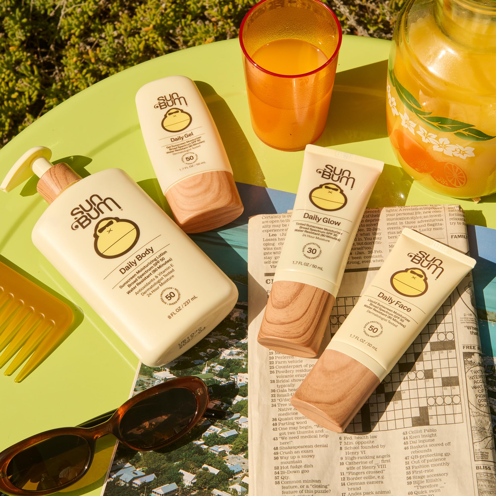Sun Bum on bathroom shelf in morning routine highlighting easy daily use