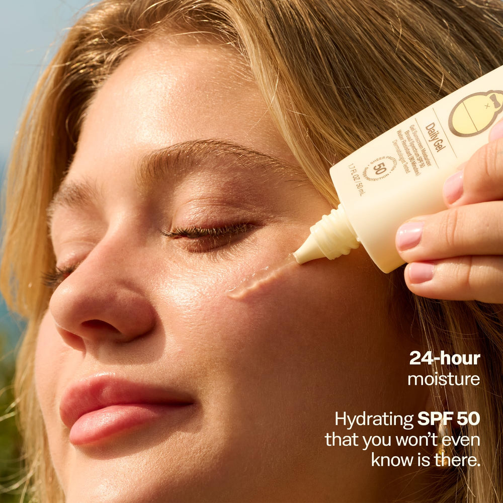 Sun Bum gel being dispensed to show clear, lightweight texture and quick absorption