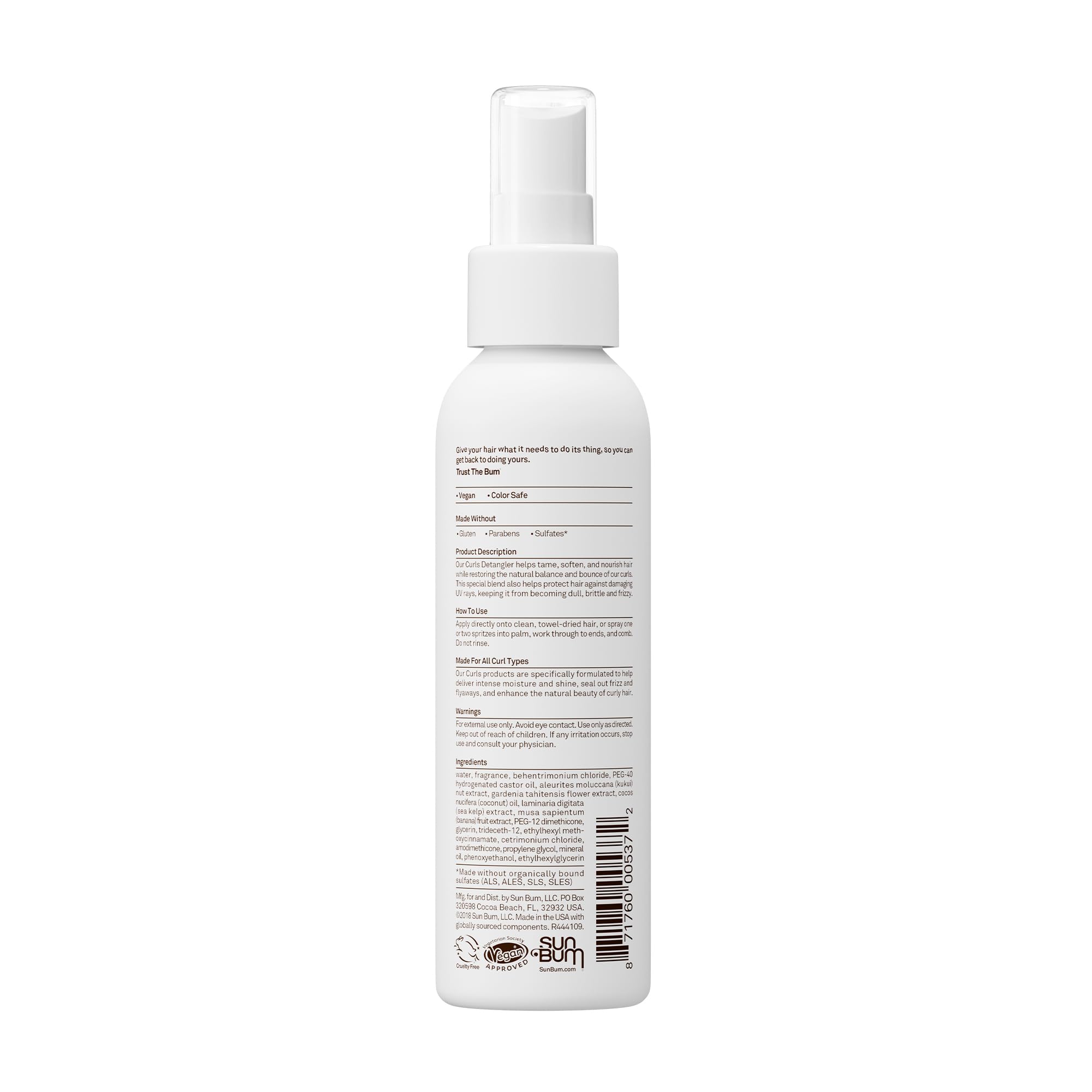 Sun Bum detangler on hair ends showing added shine and frizz control