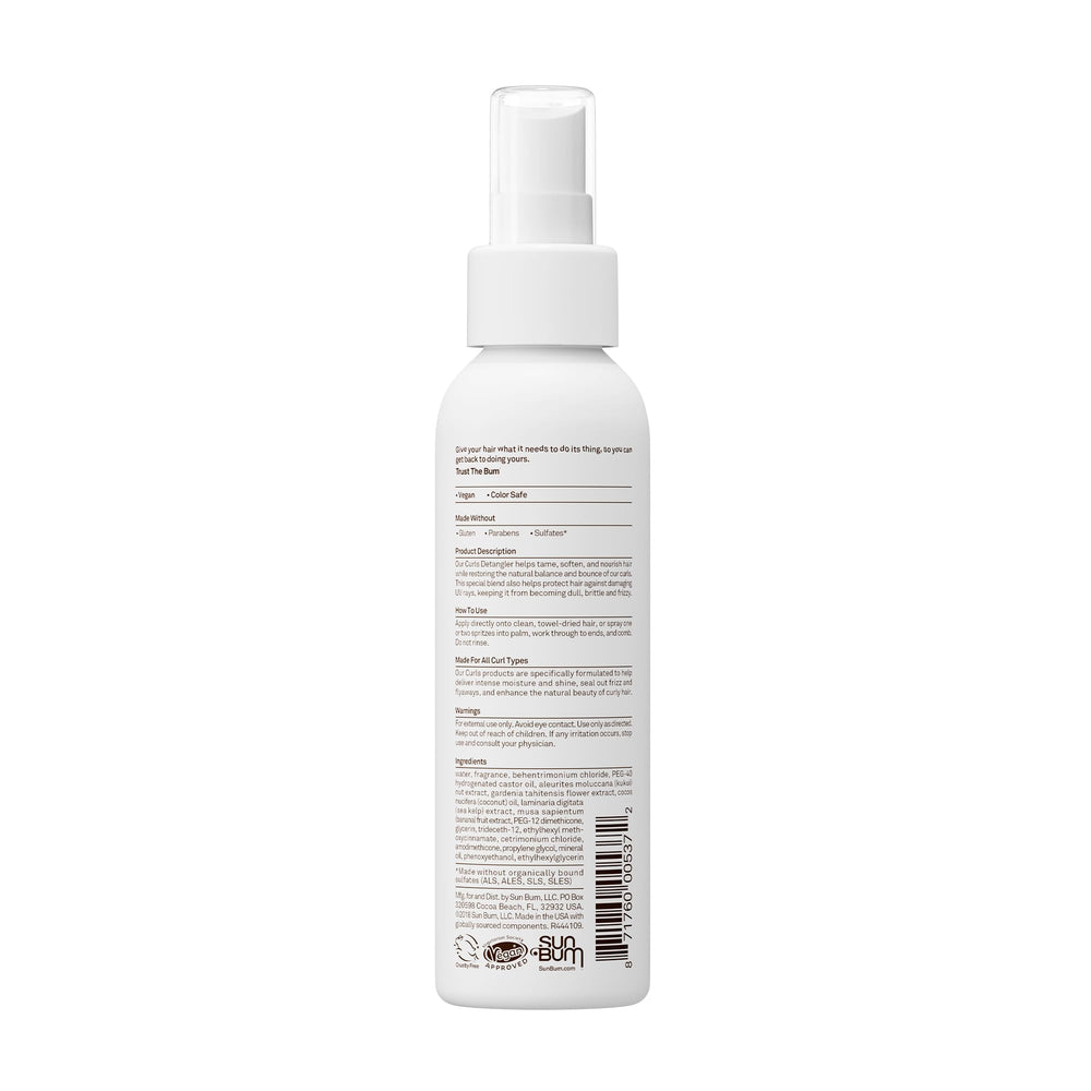 Sun Bum detangler on hair ends showing added shine and frizz control