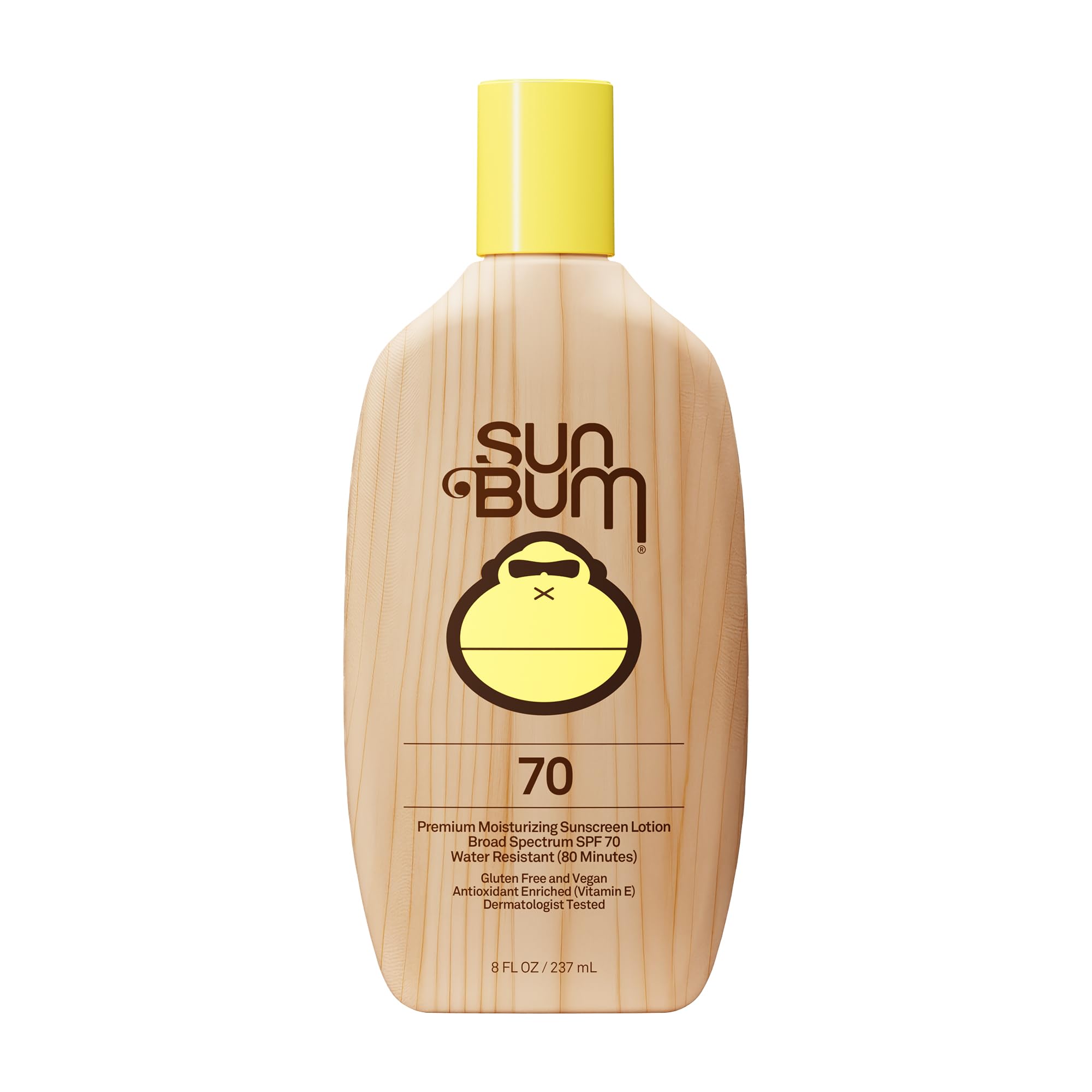 Sun Bum front bottle showing SPF 70 and 8 oz, clear high-protection message