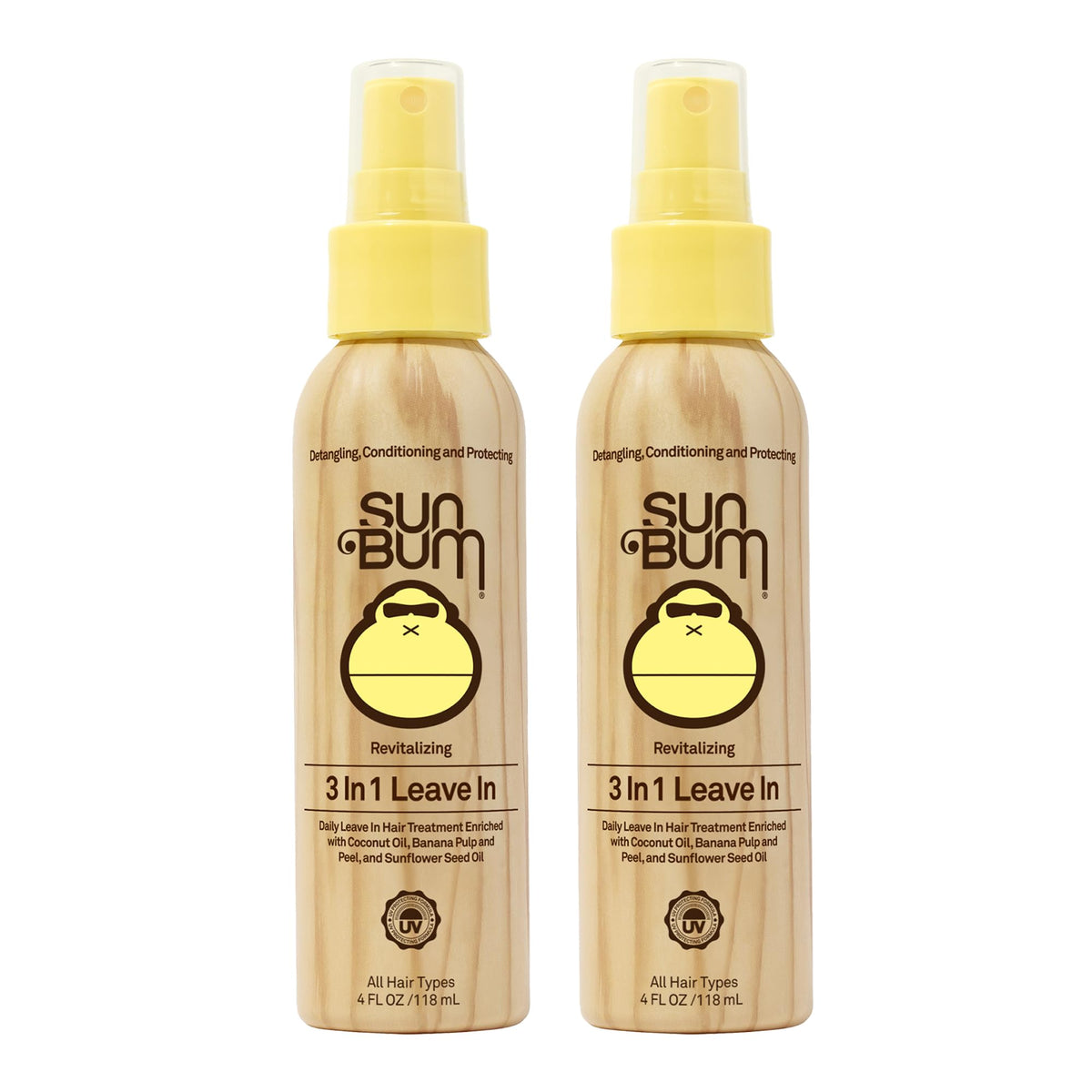 Sun Bum front packaging showing two-pack and easy styling benefit
