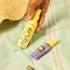 Sun Bum lightener spray close-up with visible nozzle for easy application