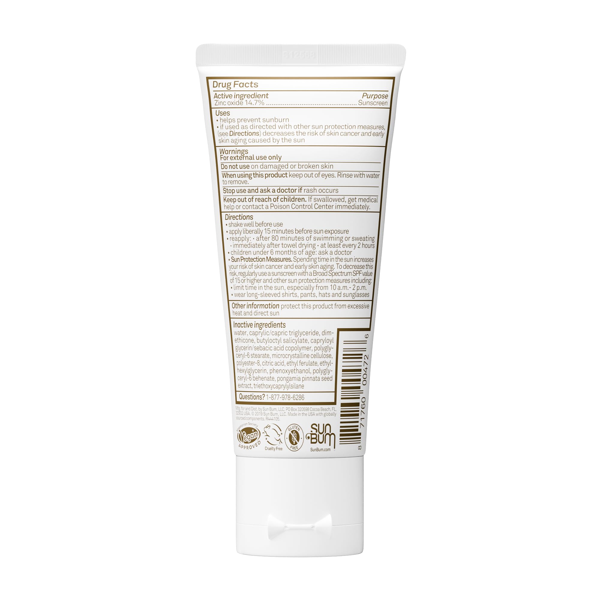Sun Bum infographic showing SPF 50 mineral protection and reapplication tips benefit