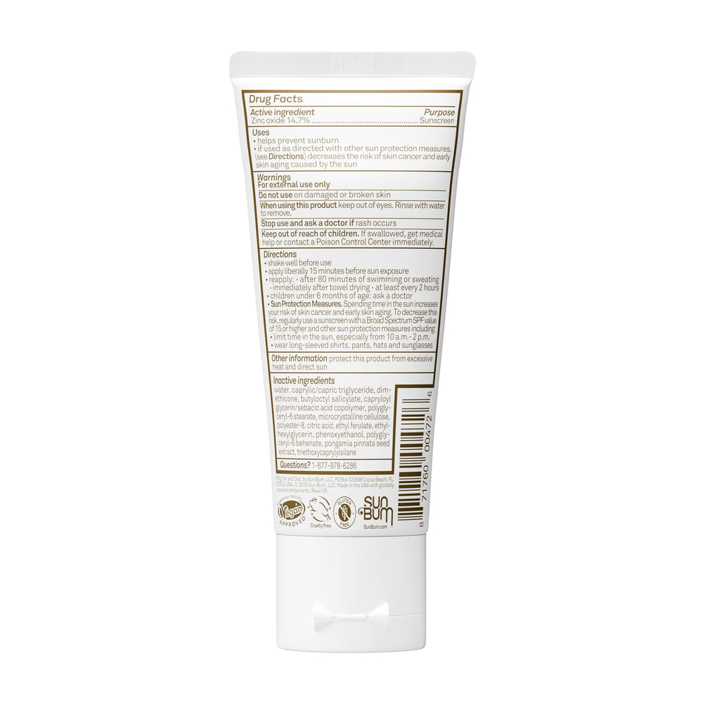 Sun Bum infographic showing SPF 50 mineral protection and reapplication tips benefit
