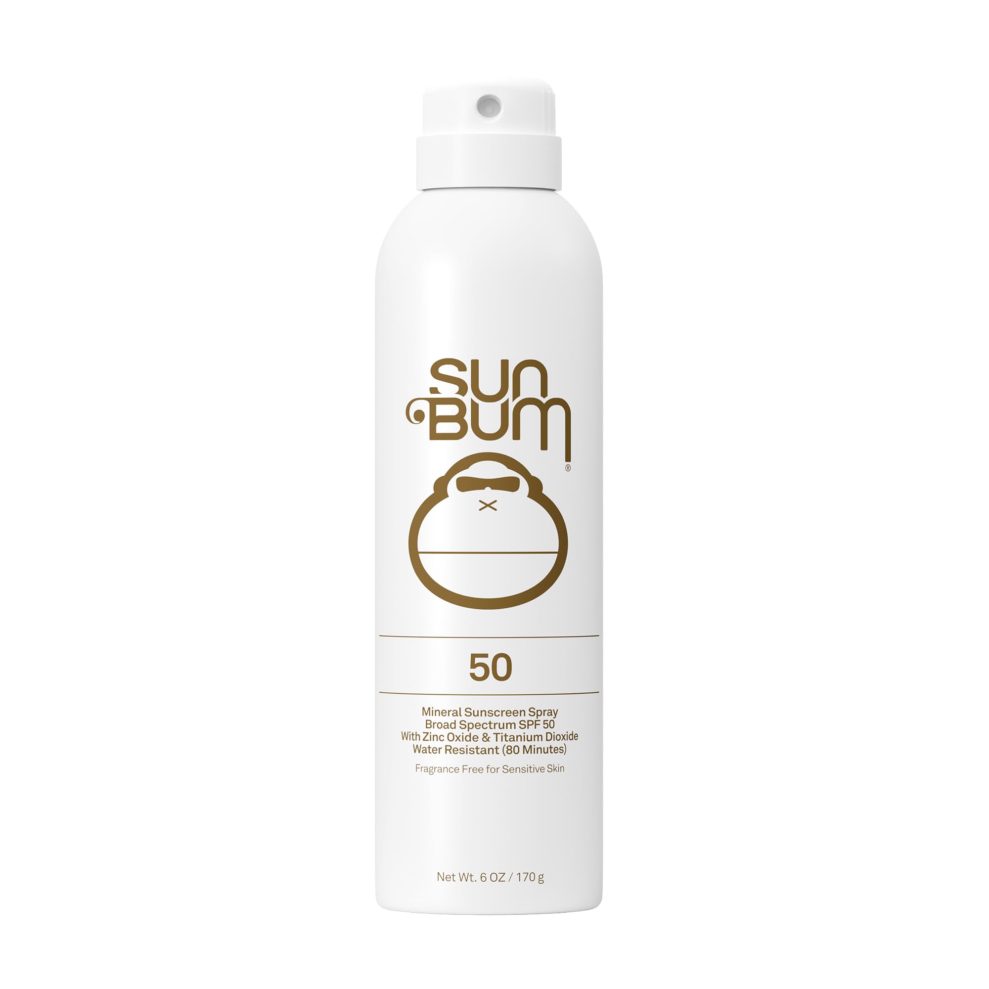 Sun Bum mineral spray front packaging showing SPF 50 protection and portability