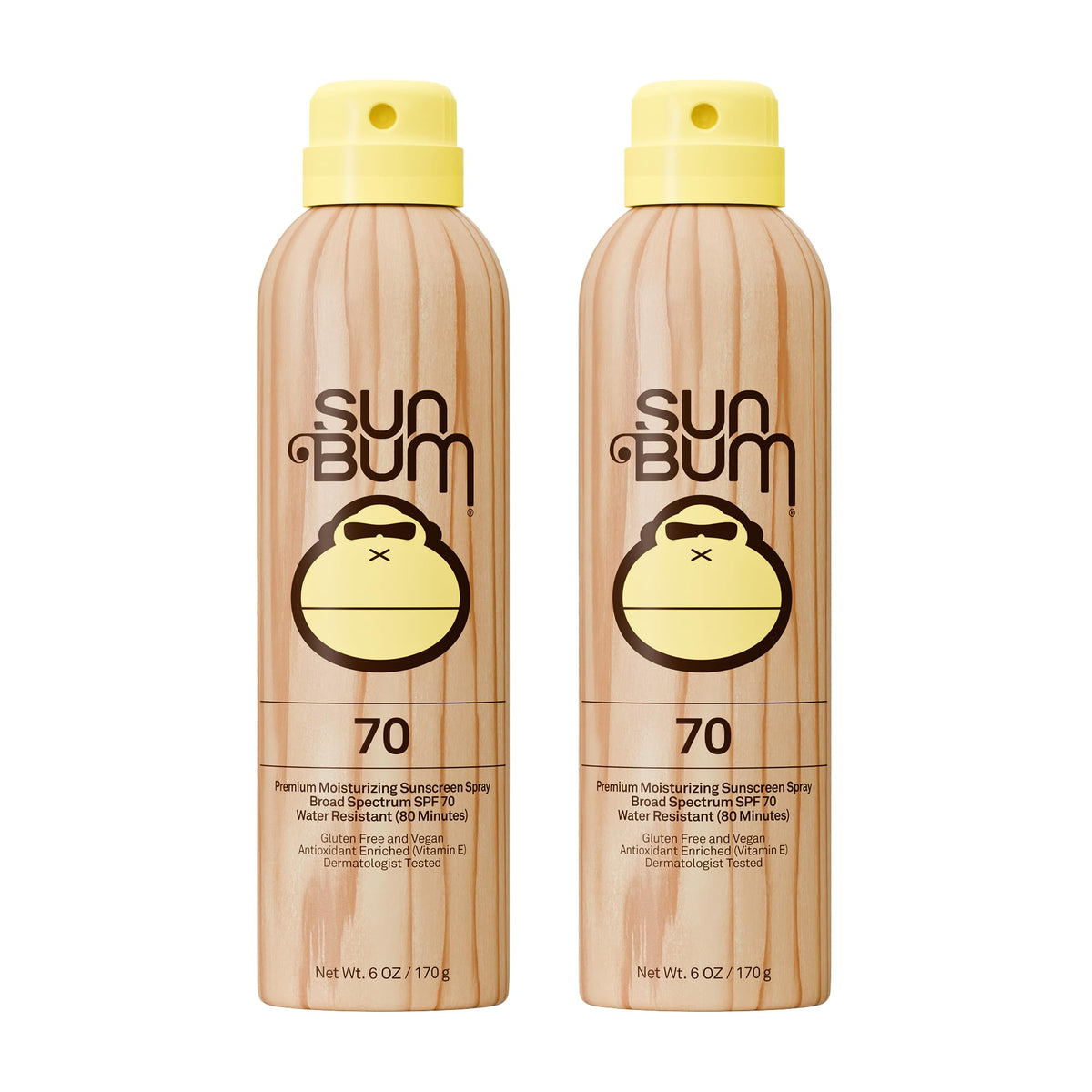 Sun Bum front packaging showing SPF 70 and two-pack protection benefit