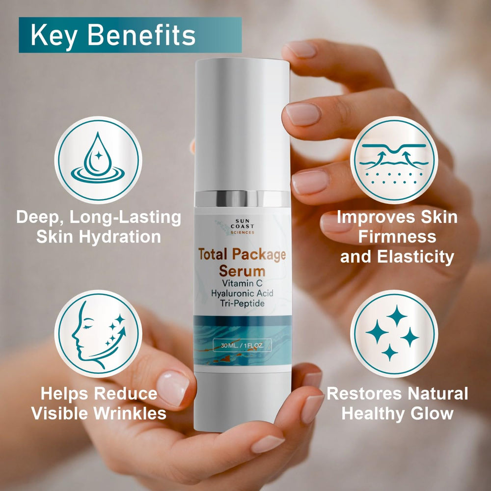 Sun Coast Sciences bottle on bathroom counter illustrating daily routine use