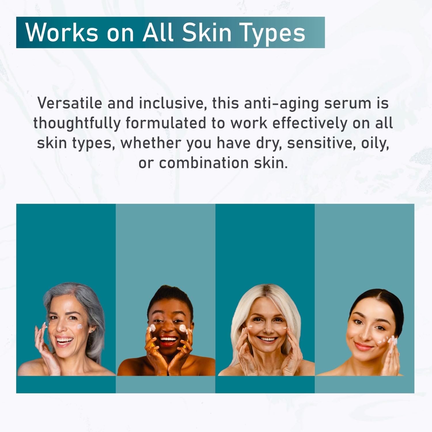 Sun Coast Sciences model applying serum to cheek demonstrating easy layering in routine