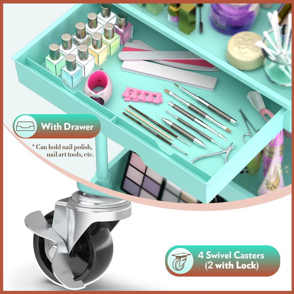 SUNALLY drawer open close-up with lipsticks and small tools organized neatly