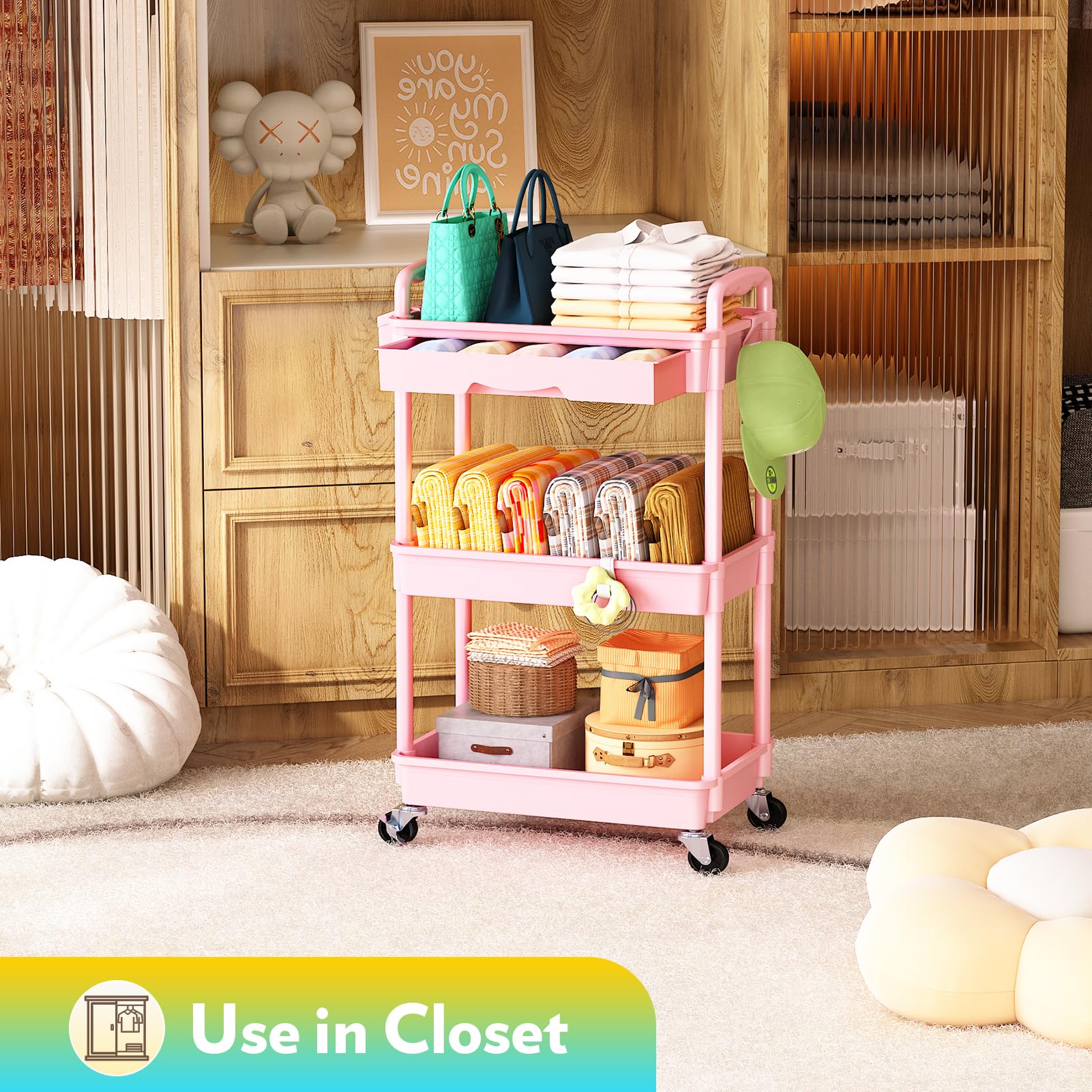 SUNALLY full cart loaded with skincare and tools benefit: stores large and small products neatly