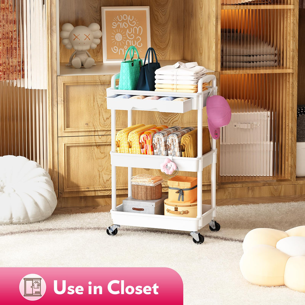 SUNALLY cart with common beauty products for scale and efficient space-saving storage