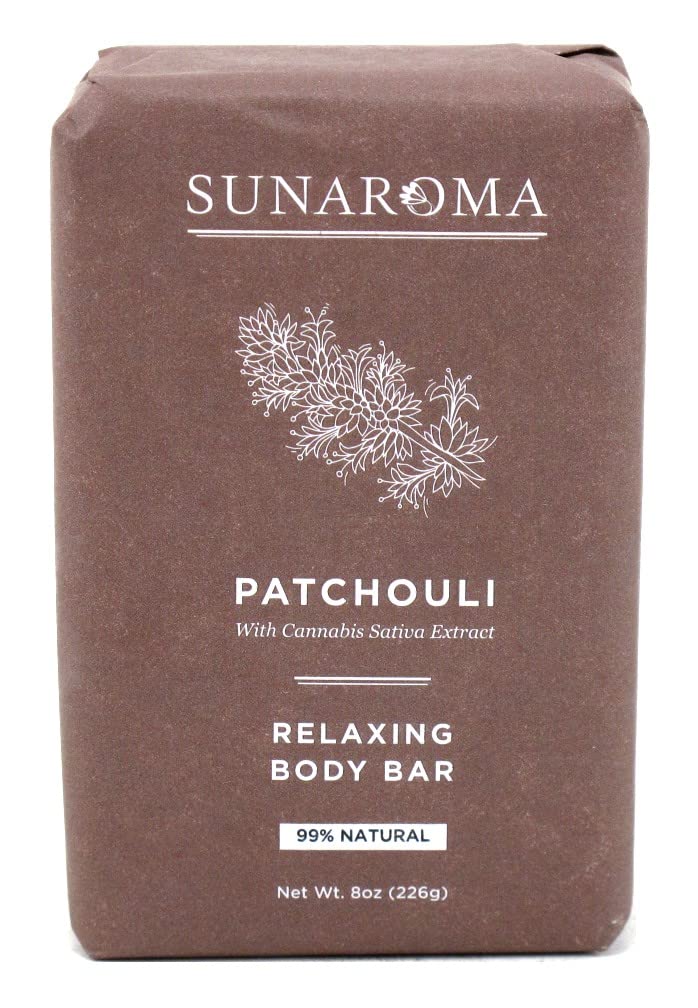 SUNAROMA patchouli soap close-up texture highlighting smooth vegetable-based lather