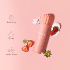 sundae label detail highlighting strawberries and cream fragrance