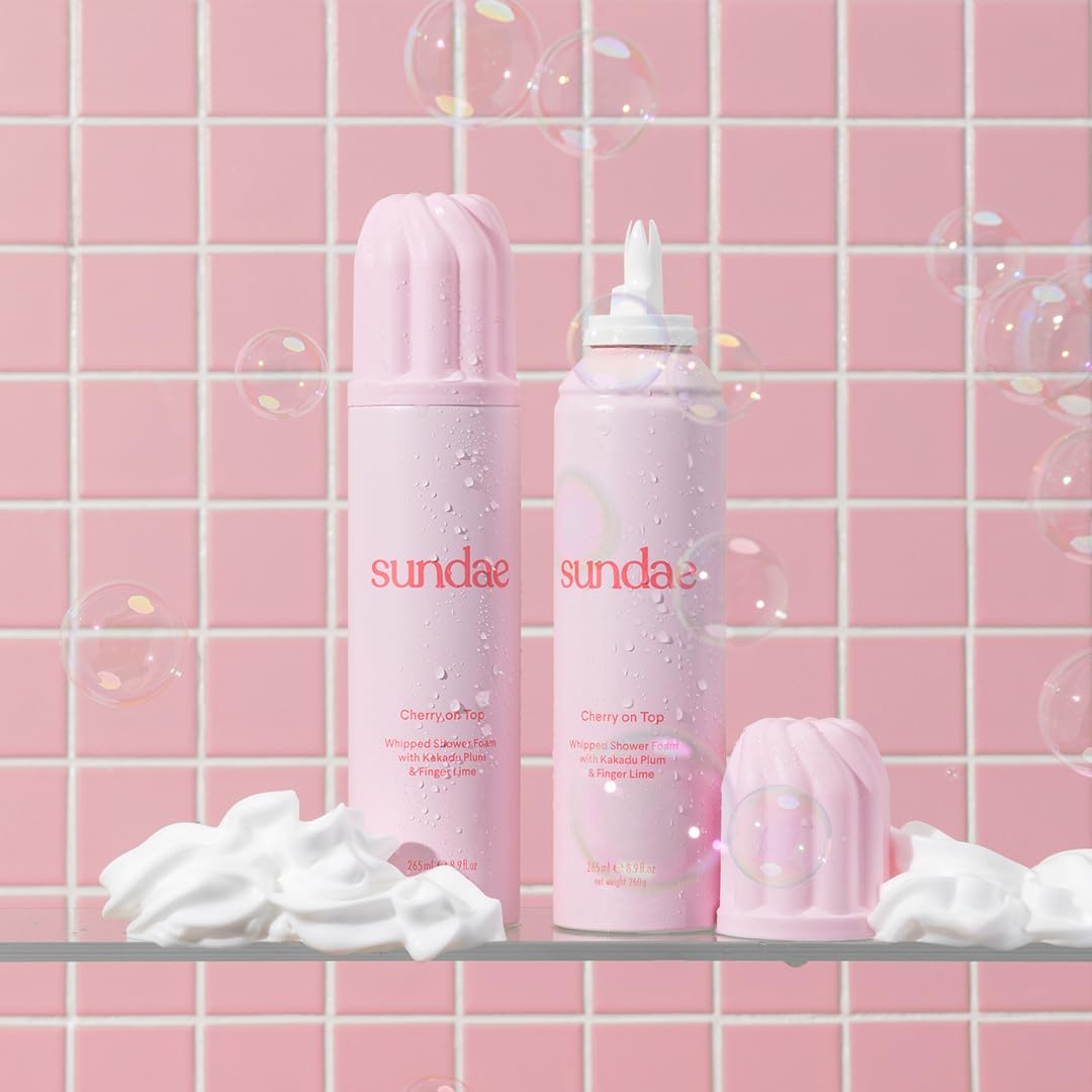sundae 8.9 fl oz size comparison next to common toiletry for scale and travel convenience