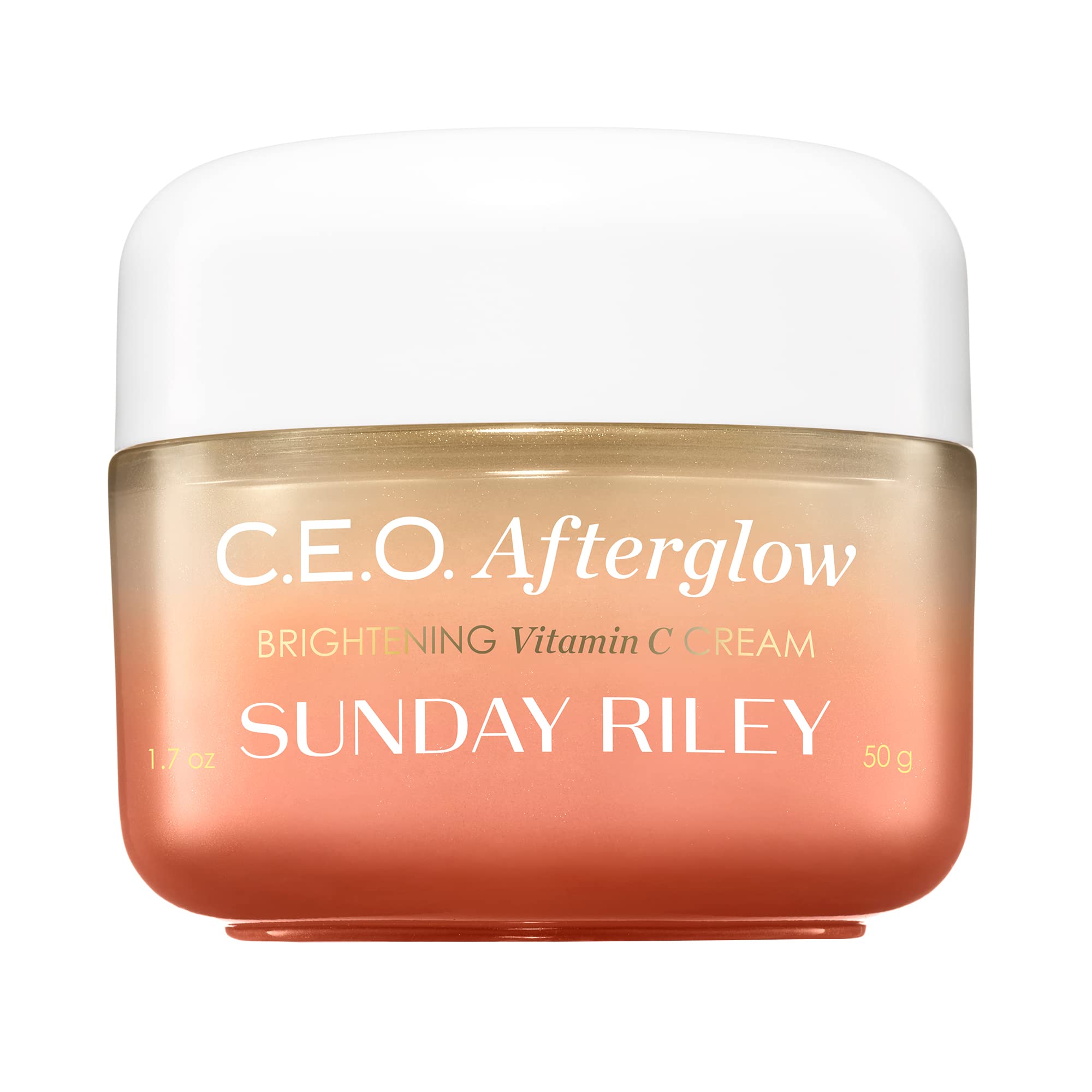 Sunday Riley jar front view showing clean packaging and recognizable brand benefit