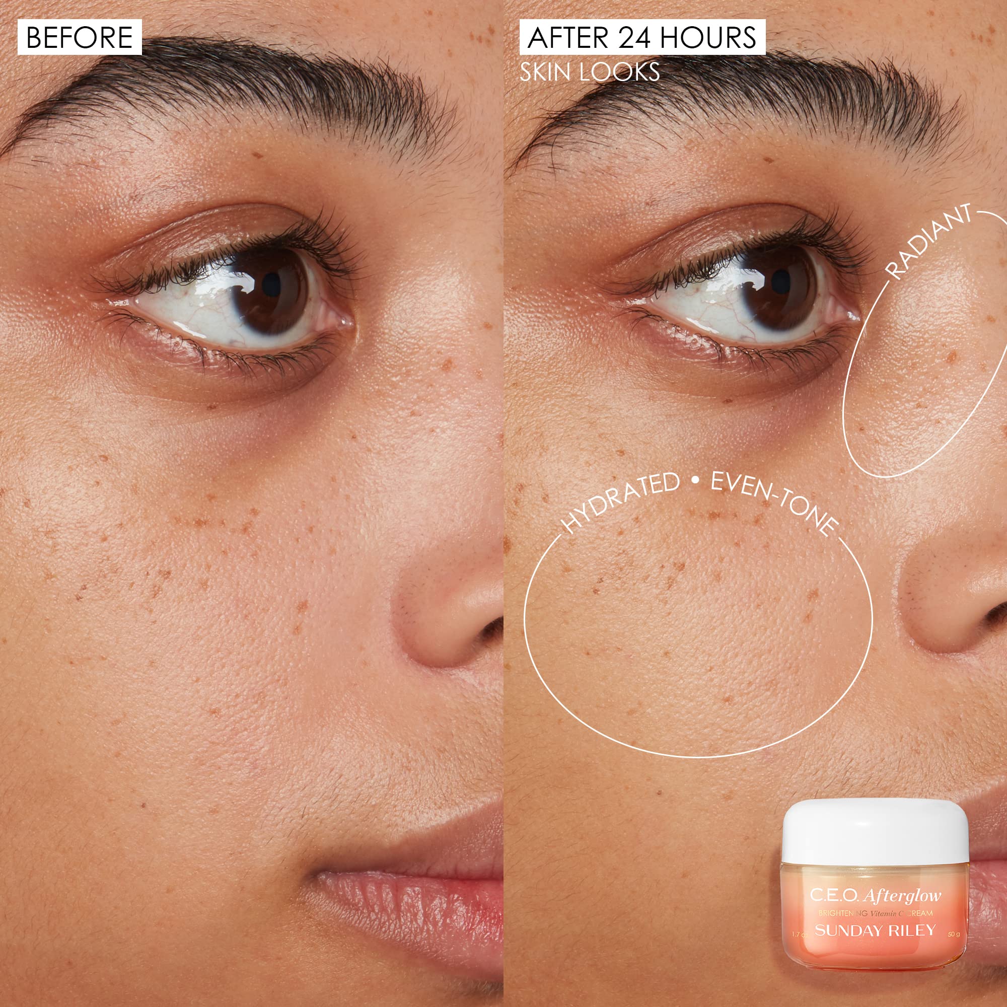 Sunday Riley cream used under makeup creating luminous smooth base benefit