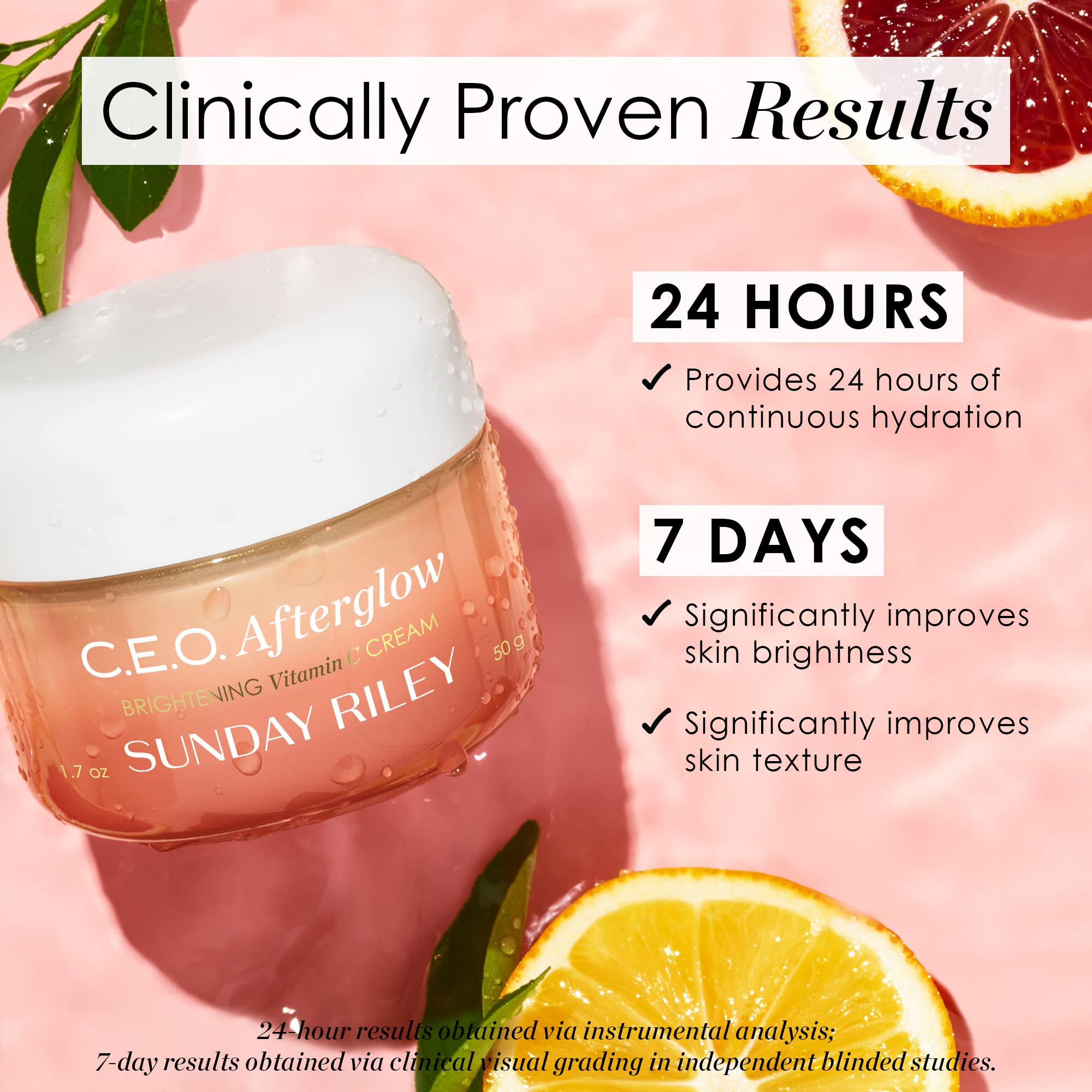 Sunday Riley C.E.O. Afterglow open jar revealing creamy gel and silky finish benefit