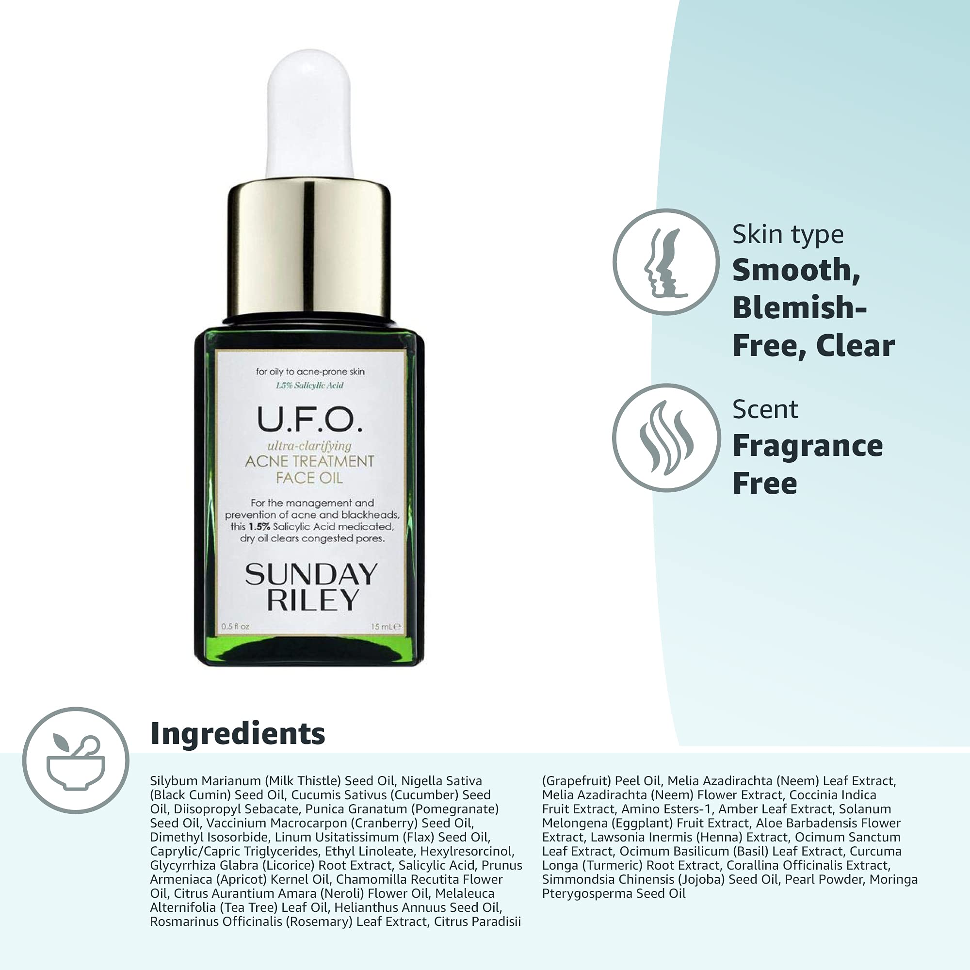 Sunday Riley U.F.O. before and after skin texture comparison demonstrating reduced congestion appearance