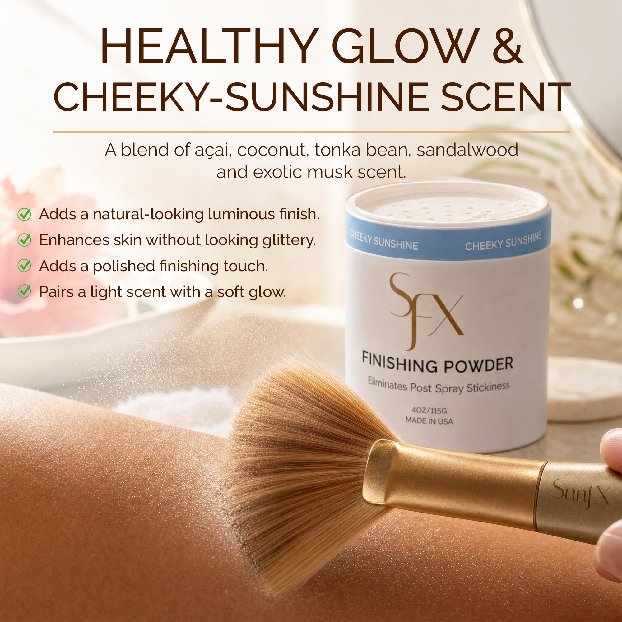 SunFX applied with fan brush demonstrating quick dry benefit