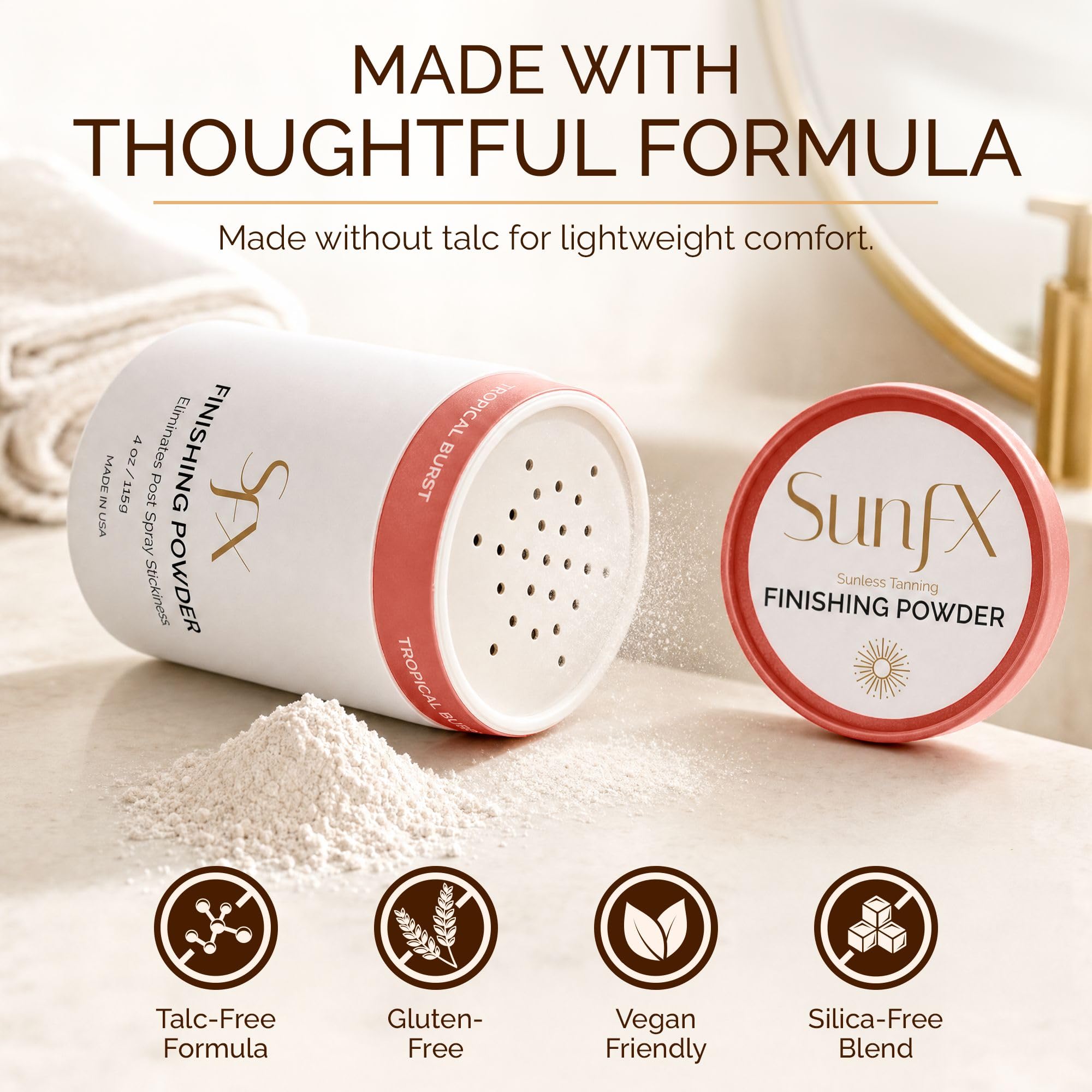 SunFX application with fan brush demonstrating quick de-tackifying benefit