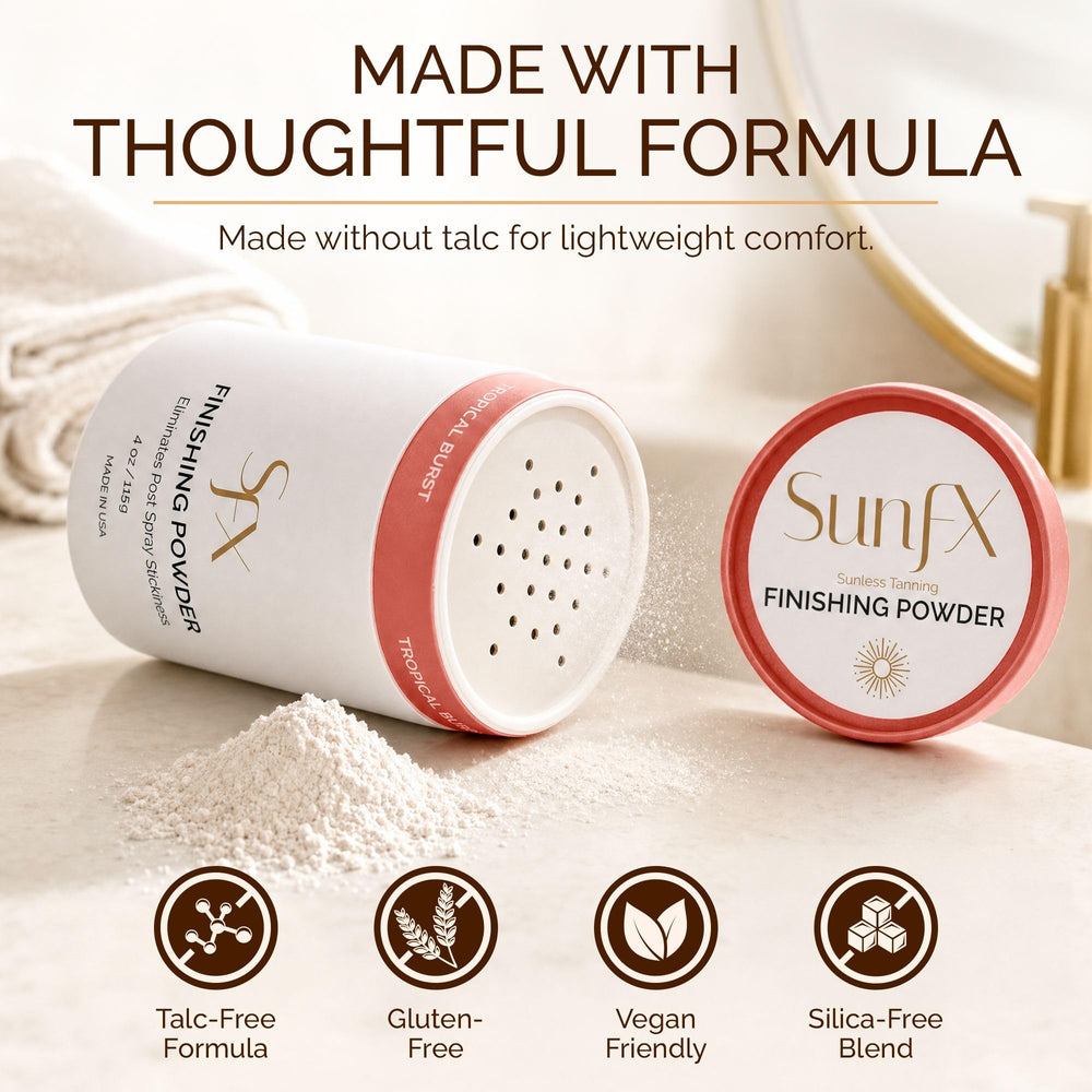 SunFX application with fan brush demonstrating quick de-tackifying benefit
