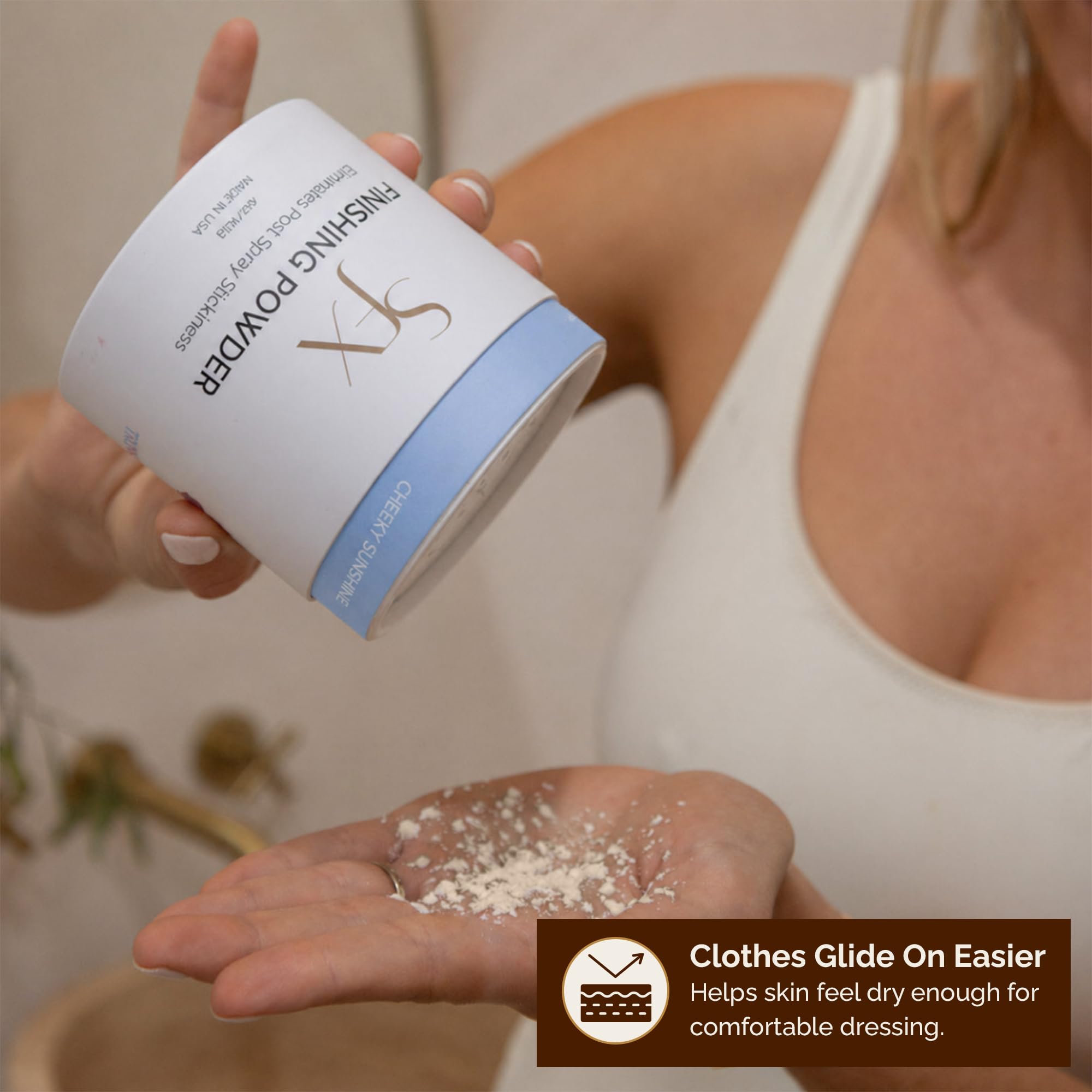 SunFX jar in beach bag lifestyle scene showing travel-friendly benefit